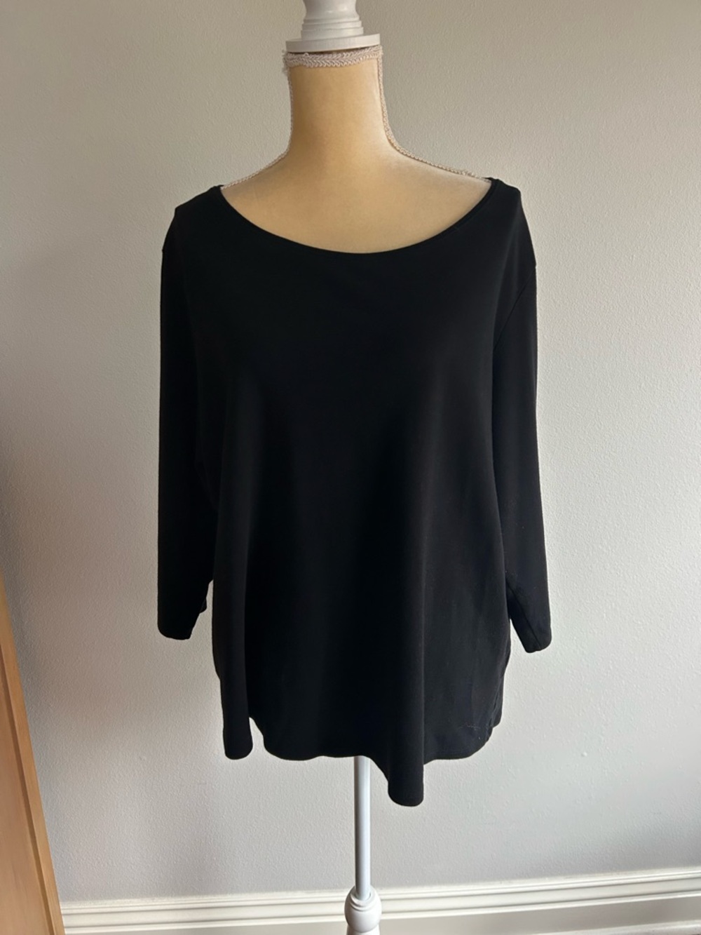 NEW Eileen Fisher Woman Classic Black Boatneck Top - Soft Everyday Layer Sz 3X